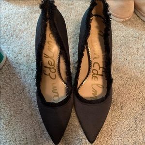 Sam Edelman heels. Gorgeous satin with fringe.
